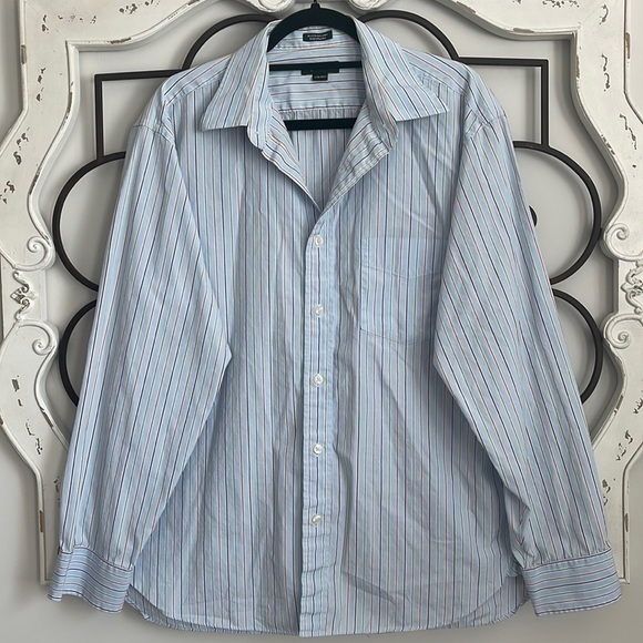 J. CREW BUTTON DOWN PINSTRIPE 2-PLY SHIRT SIZE LARGE - Picture 1 of 7